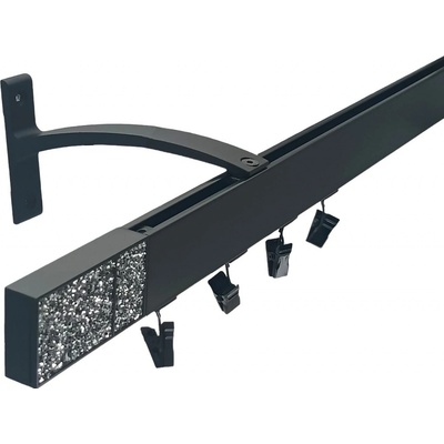 Kovovégarnýže Garnýže Square line elegance crystal light černá matná Jednořadá, 0-100cm, jezdec+šnekový háček