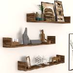 TopMebel Три броя стенни рафтове Tyrion TopMebel от меламин в опушен орех 90x15x12cm