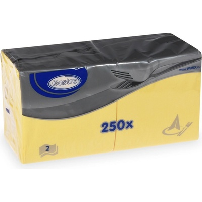Gastro 85905 servítky 2V žlté 250ks 24x24cm