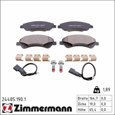 Sada brzdových platničiek kotúčovej brzdy ZIMMERMANN 24485.190.1 24485.190.1