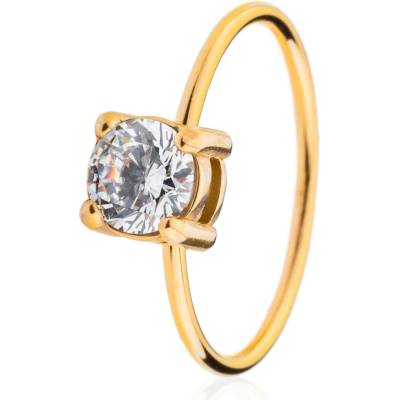 Franco Bene Pozlacený Diamond prsten se stříbrným kamínkem úzký 1070