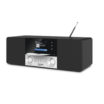 TechniSat Радиочасовник, TechniSat, DIGITRADIO 3 VOICE, DAB + и FM, Bluetooth, USB порт, CD устройство, Гласов асистент, 10 W, Черен/Сребрист (0000/3963) (0000/3963)