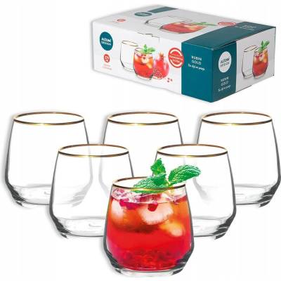 Design Sklenice na drinky Altom Rubín Gold na nápoje vodu a nealkoholické nápoje 6 x 370 ml