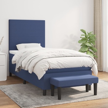vidaXL Боксспринг легло с матрак, синя, 90x190 см, плат (3136403)