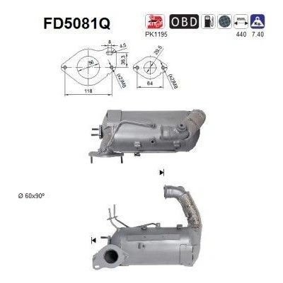 Filtr sazových částic, výfukový systém AS FD5081Q