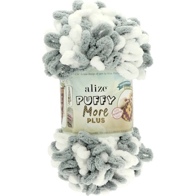 Alize Puffy More Plus 8008 bílá s šedou