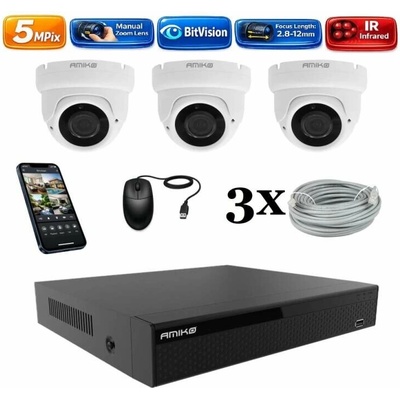Amiko IP 3 kamerový set Manual Zoom Dome 1505K3