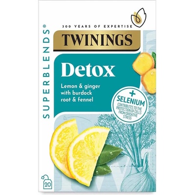Twinings čaj SUPERBLENDS DETOX s citrónem zázvorem lopuchem a fenyklem 20 sáčků 40 g