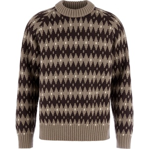 Fjällräven Мъжки вълнен пуловер Fjällräven Övik Jacquard Knit Wool jumper - Suede Brown / Black Oak (005-7511-0214)
