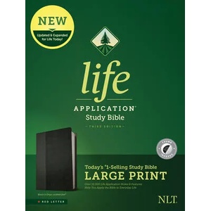 NLT Life Application Study Bible, Third Edition, Large Print (Leatherlike, Black/Onyx, Indexed) | Tyndale (ISBN: 9781496439383)
