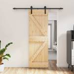 vidaXL Преплъзваща се врата 70 x 210 cm Естествено и черно (3444894)