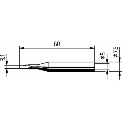 Ersa 0172KD spájkovací hrot dlátová forma, rovná Veľkosť hrotov 3.10 mm Dĺžka hrotov 60 mm Obsah 1 ks