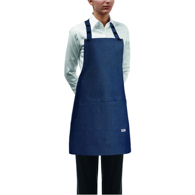 Egochef zástera ku krku s vreckom DÁMSKA Jeans Modrá