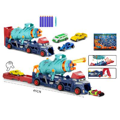 Детски автовоз с катапулт, 3 коли и оръдие Kikky - Код W5460