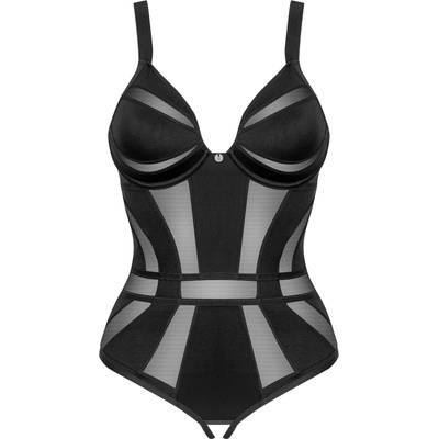 Obsessive Chic Amoria Crotchless Teddy Black