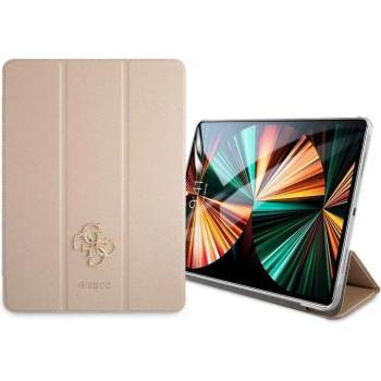 GUESS Saffiano Folio Cover - дизайнерски кожен кейс и поставка за iPad Pro 12.9 M1 (2021) (златист)