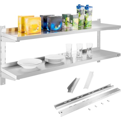 Royal Catering Nástěnná police - 2 police - 140 cm RCWR-140.2