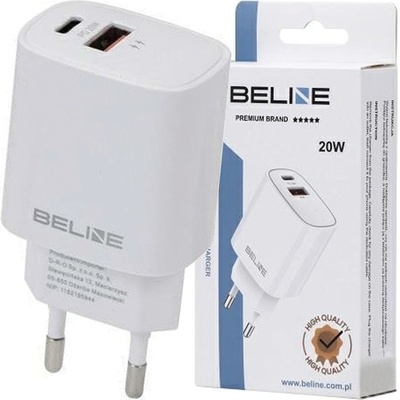 Beline 1x USB-C + 1x USB 20W biela/biela (only head) PD 3.0 + Q