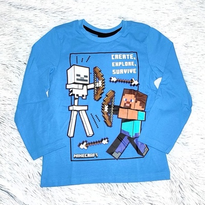 Tričko Minecraft dl.rukáv 0028 modré