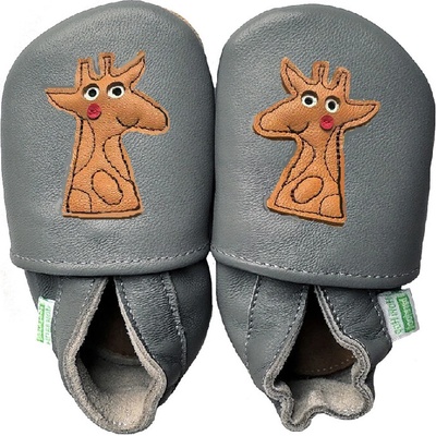 Hopi Hop kožené capáčky Barefoot Žirafa na šedej