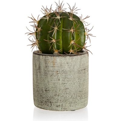 HOME DECOR květina umělá KAKTUS v betonovém květináči v.16cm