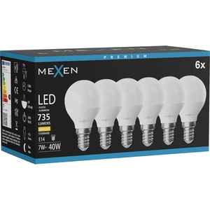 Mexen Nova 6x LED крушка E14, G45, 7W, Топла - 3000K, 735 lm - L101-E14-0730-01x06 (L101-E14-0730-01x06)