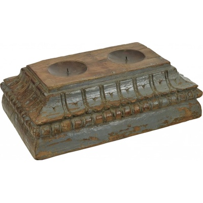 Sanu Babu Dřevěný svícen ze staré hlavice sloupu, 44x39x14cm