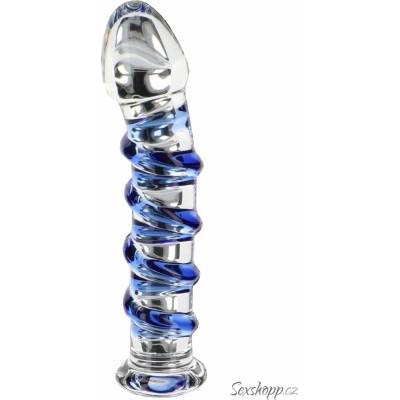ToyJoy Glass Worxx G Spot Gemstone strukturované skleněné dildo 17 x 2,8 - 3,6 cm