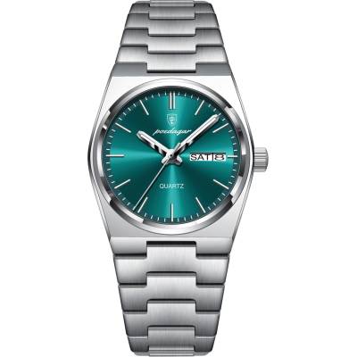 Poedagar Мъжки часовник Poedagar CS1789, неръждаема стомана, сребрист, зелен циферблат (CS1789)