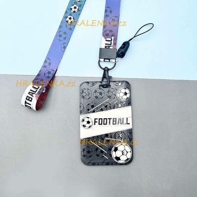 Šňůrka na krk 22505 s cedulkou černá Fotbal