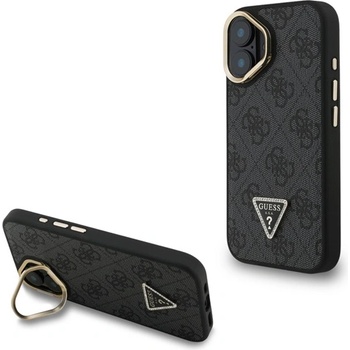 CG Mobile iPhone 16 GUESS PU 4G STRASS TRIANGLE LOGO STAND пластмасов протектор за телефон, удароустойчив, стойка, BLACK GUHMP16SPCS4GPTK (GUHMP16SPCS4GPTK)