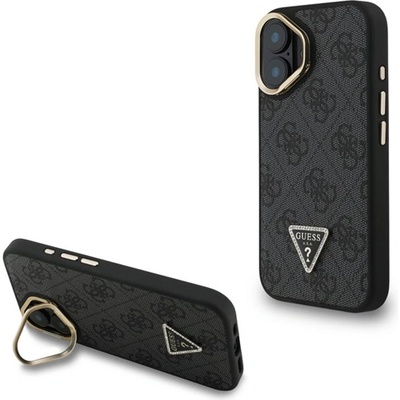 CG Mobile iPhone 16 GUESS PU 4G STRASS TRIANGLE LOGO STAND пластмасов протектор за телефон, удароустойчив, стойка, BLACK GUHMP16SPCS4GPTK (GUHMP16SPCS4GPTK)