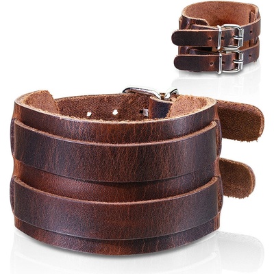 Steel Edge Kožený náramek SESL027 Hnědá