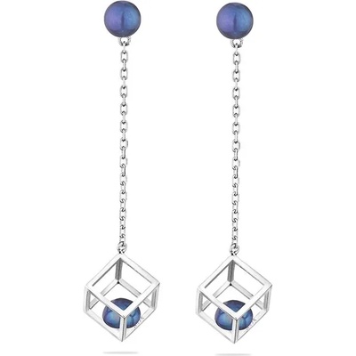 Swan Сребърни обици със сладководни черни перли CAA086EB Swan