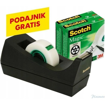 Scotch Stolní odvíječ lepicí pásky černý + Lepicí páska Magic, 19 mm x 33 m