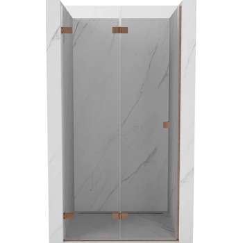 Mexen Lunar-F сгъваеми душ врати леви 80 cm, прозрачни, четкана мед - 836-080-000-65-00-L (836-080-000-65-00-L)