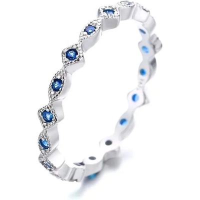 Silenti Jewelry Сребърен пръстен "Синьо Око" - 8 - 57мм (18.1мм диам. )