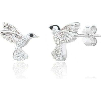 Jan Kos jewellery Stříbrné náušnice s bílým zirkonem MHT-730