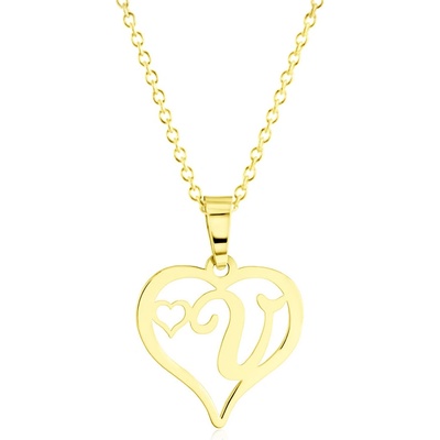 Gemmax Zlatý řetízek s písmenkem V - srdíčko GLSYN-00791-36261