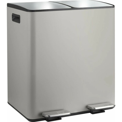 Spirella Taupe oceľový odpadkový kôš 2 x 20 l na triedený odpad/nášľapný Aliya