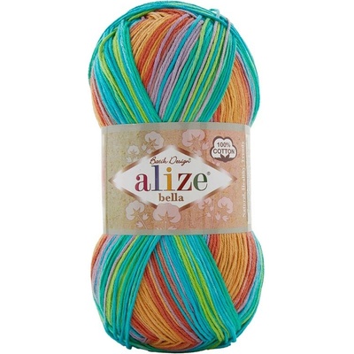 Alize příze Bella Batik 4530 zelená, modrá, červená, oranžová