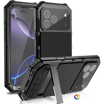 Apple R-JUST Калъф с Протектор за iPhone 17 Pro | Удароустойчив, Водоустойчив (IP54) | Вграден стойка