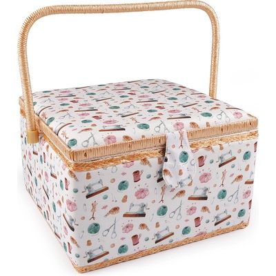 Kazeta / košík na šití čalouněný, střední, 1 bílá galanterie – Zboží Mobilmania