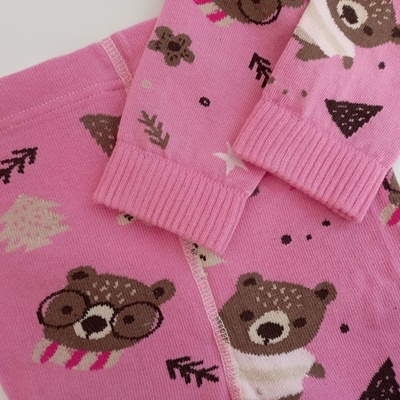 Dětské punčochové legíny Medvěd růžová