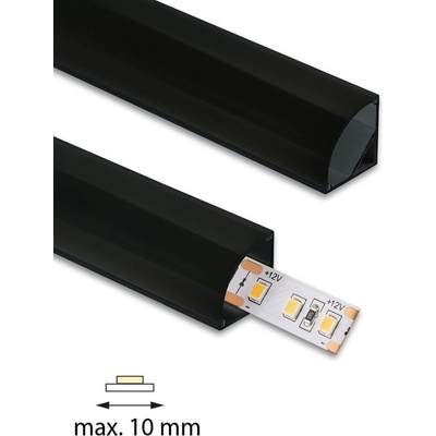 ML-761.312.43.2 Rohový hliníkový profil černý RS2 16x16mm včetně černého difuzoru 2 m