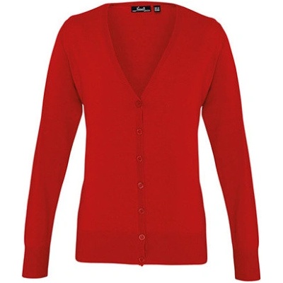 Premier Workwear Dámsky pletený kardigán na gombíky PR697 Red ca. Pantone