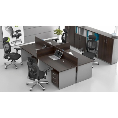 NABYTOK-DIZAJNOVY.SK ZE 4.6 07 Zostava kancelárskeho nábytku Komfort 4.6 gaštan / sivá