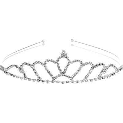 Camerazar Křišťálová Tiara Diadém pro svatební ozdoby do vlasů, délka 13 cm, výška 3,5 cm, materiál cínový drátek – Zboží Dáma