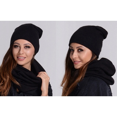 Fashionweek moderni zimní set čepice a šála pletený tunel ZIZI20/K6 černá