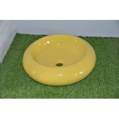 Inter Ceramic Мивка за баня ICB 010 Y, монтаж върху плот, порцелан, жълт, 50x50x13см (010 Y)